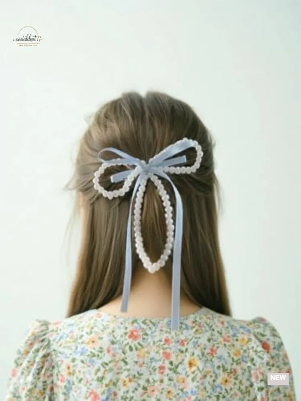 2pcs Double Bow Pearl Hair Clips Adjustable Shape Alligator Clip